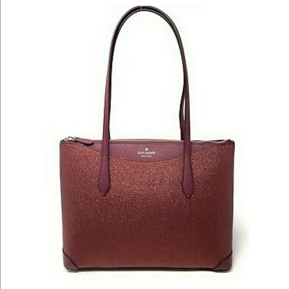 NWT Kate Spade Joeley Lola Shimmy Glitter Top Zip Tote Shoulder Bag Deep… - Picture 3 of 8